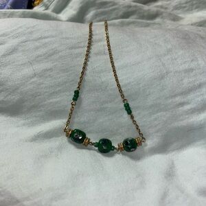 Elegant Green and Gold Beaded Necklace